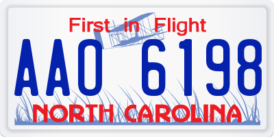 NC license plate AAO6198