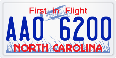 NC license plate AAO6200