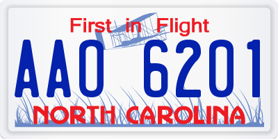 NC license plate AAO6201