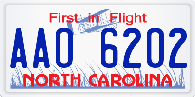 NC license plate AAO6202