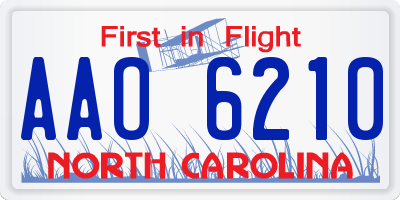 NC license plate AAO6210