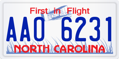 NC license plate AAO6231