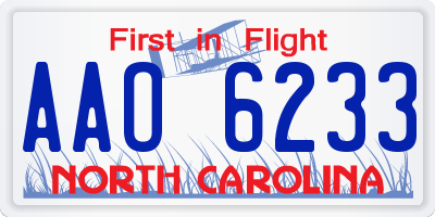 NC license plate AAO6233