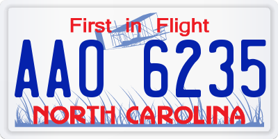 NC license plate AAO6235