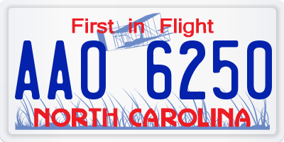 NC license plate AAO6250