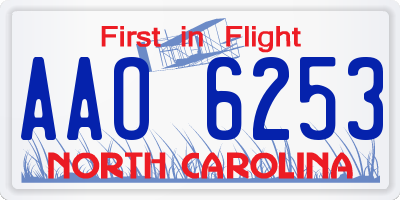 NC license plate AAO6253