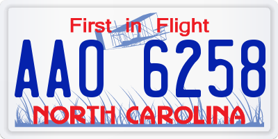 NC license plate AAO6258
