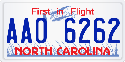 NC license plate AAO6262