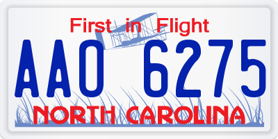 NC license plate AAO6275