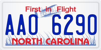 NC license plate AAO6290