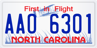 NC license plate AAO6301