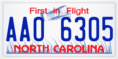 NC license plate AAO6305