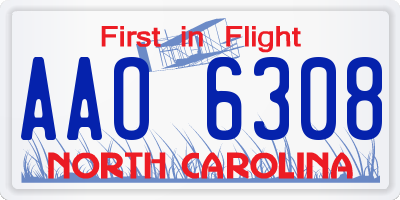 NC license plate AAO6308