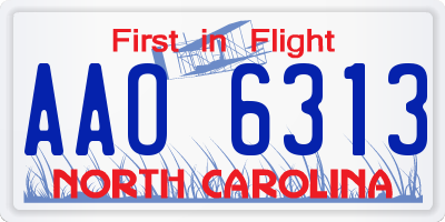 NC license plate AAO6313