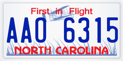 NC license plate AAO6315