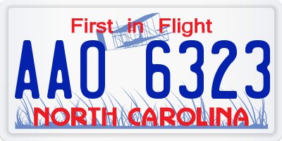 NC license plate AAO6323