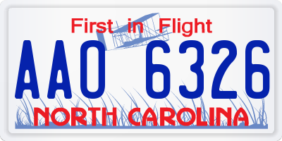 NC license plate AAO6326