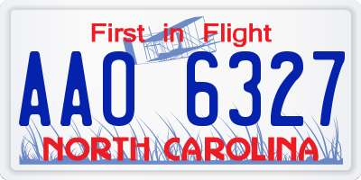 NC license plate AAO6327