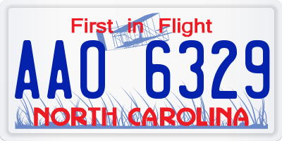 NC license plate AAO6329