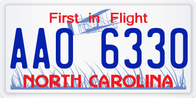 NC license plate AAO6330