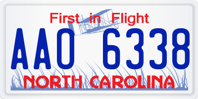NC license plate AAO6338