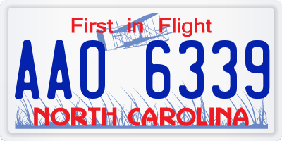 NC license plate AAO6339