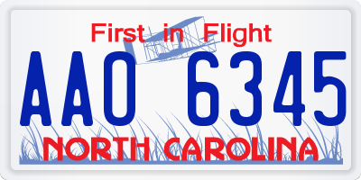 NC license plate AAO6345