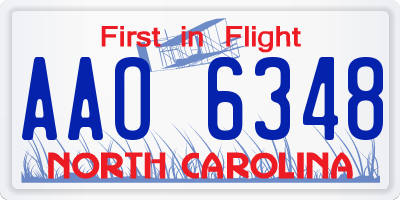 NC license plate AAO6348