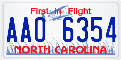 NC license plate AAO6354