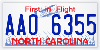 NC license plate AAO6355