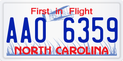 NC license plate AAO6359