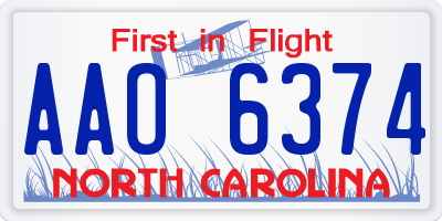 NC license plate AAO6374