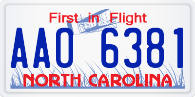 NC license plate AAO6381