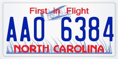 NC license plate AAO6384