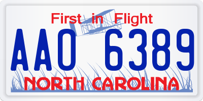 NC license plate AAO6389