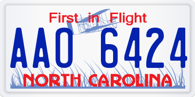 NC license plate AAO6424