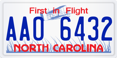 NC license plate AAO6432