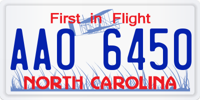 NC license plate AAO6450