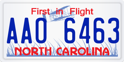 NC license plate AAO6463