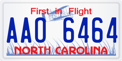 NC license plate AAO6464