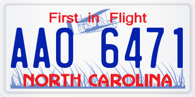 NC license plate AAO6471