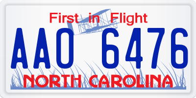 NC license plate AAO6476