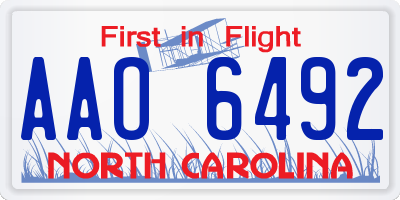 NC license plate AAO6492