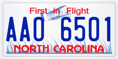 NC license plate AAO6501