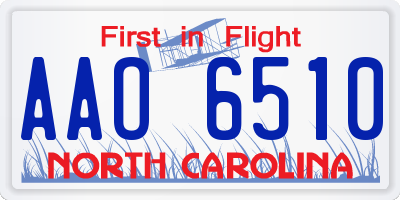 NC license plate AAO6510