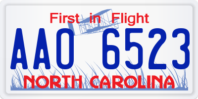 NC license plate AAO6523