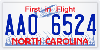 NC license plate AAO6524
