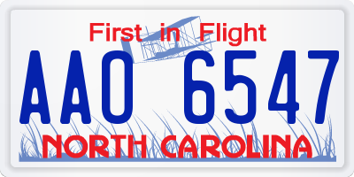 NC license plate AAO6547