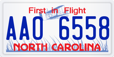 NC license plate AAO6558