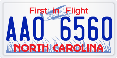 NC license plate AAO6560